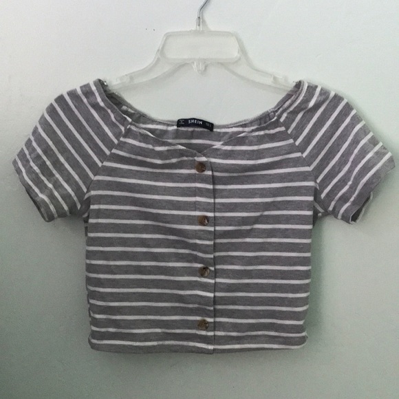 SHEIN Tops - SHEIN Cropped Striped Short Sleeve Top Small